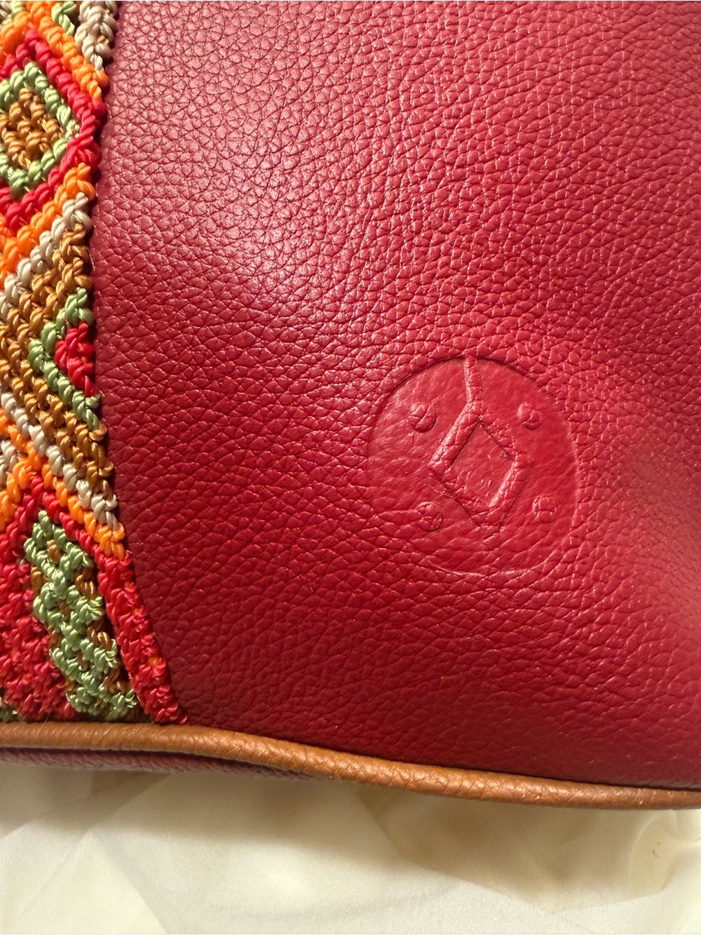 Cristina OROZCO Red Pebbled Leather Backpack Sling Festival Boho Quiet Luxury - Picture 5 of 10
